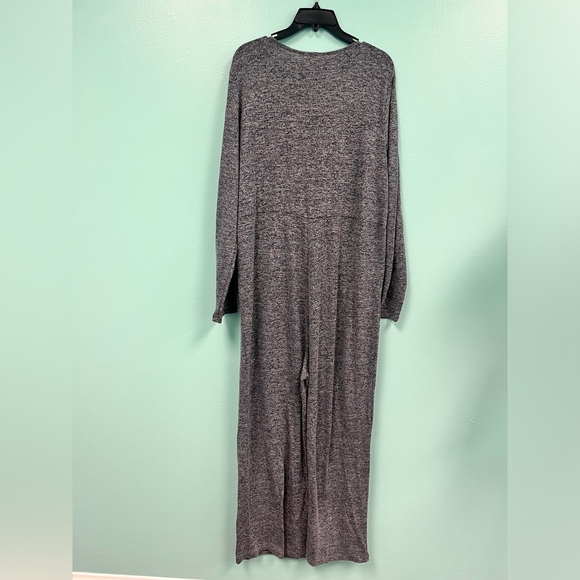 Suzanne betro simple heather navy pocket button-front wide leg jumpsuit size xl - Picture 2 of 6